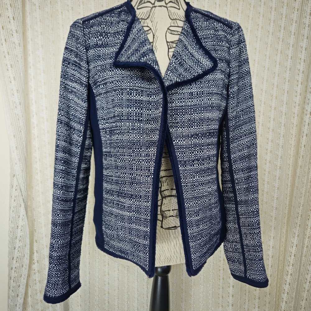 Derek Lam 10 Crosby Tweed Pattern Jacket  Navy Blue Size 8